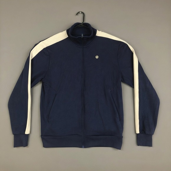 Sergio Tacchini Other - Sergio Tacchini Mens XXL Navy Blue Full Zip Sweatshirt French Terry Sportswear